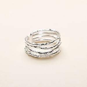 【Shapes Studio】Handcrafted Statementリング Amazon.com: Shapes Studio Handcrafted Statement Silver Ring